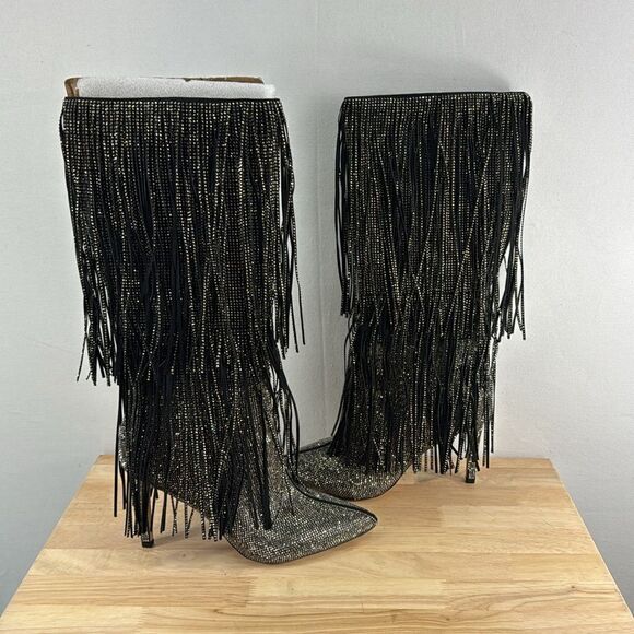 INC International Concepts Ishani Fringe Boots- Black MC- Size 7.5 M (Medium) - Picture 7 of 8
